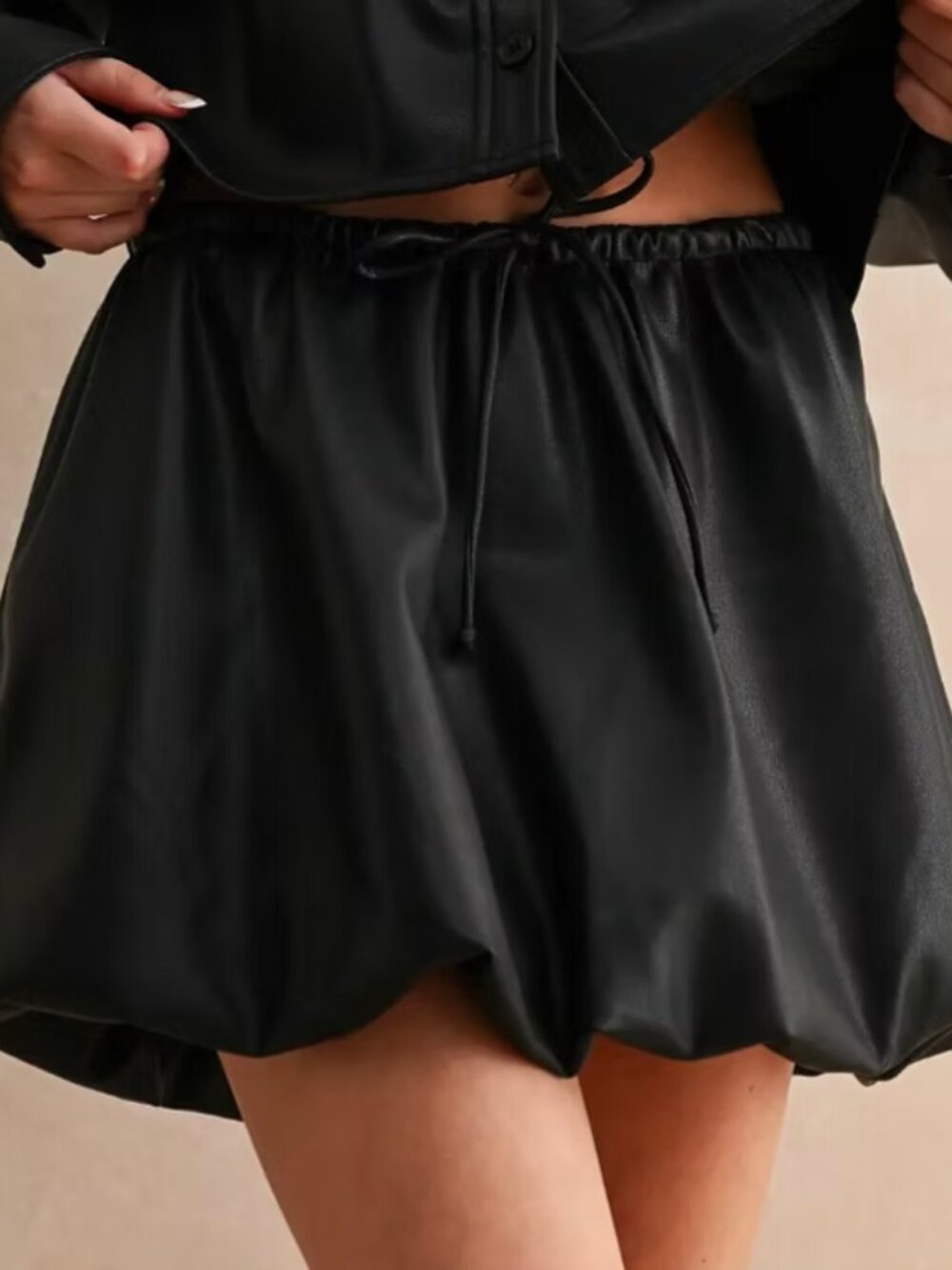 Vegan Leather Bubble Skirt